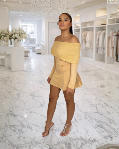 Golden Glow Off-Shoulder Skort Set